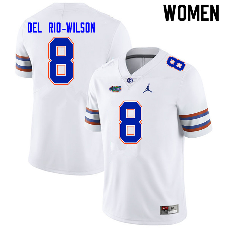 Women #8 Carlos Del Rio-Wilson Florida Gators College Football Jerseys Sale-White